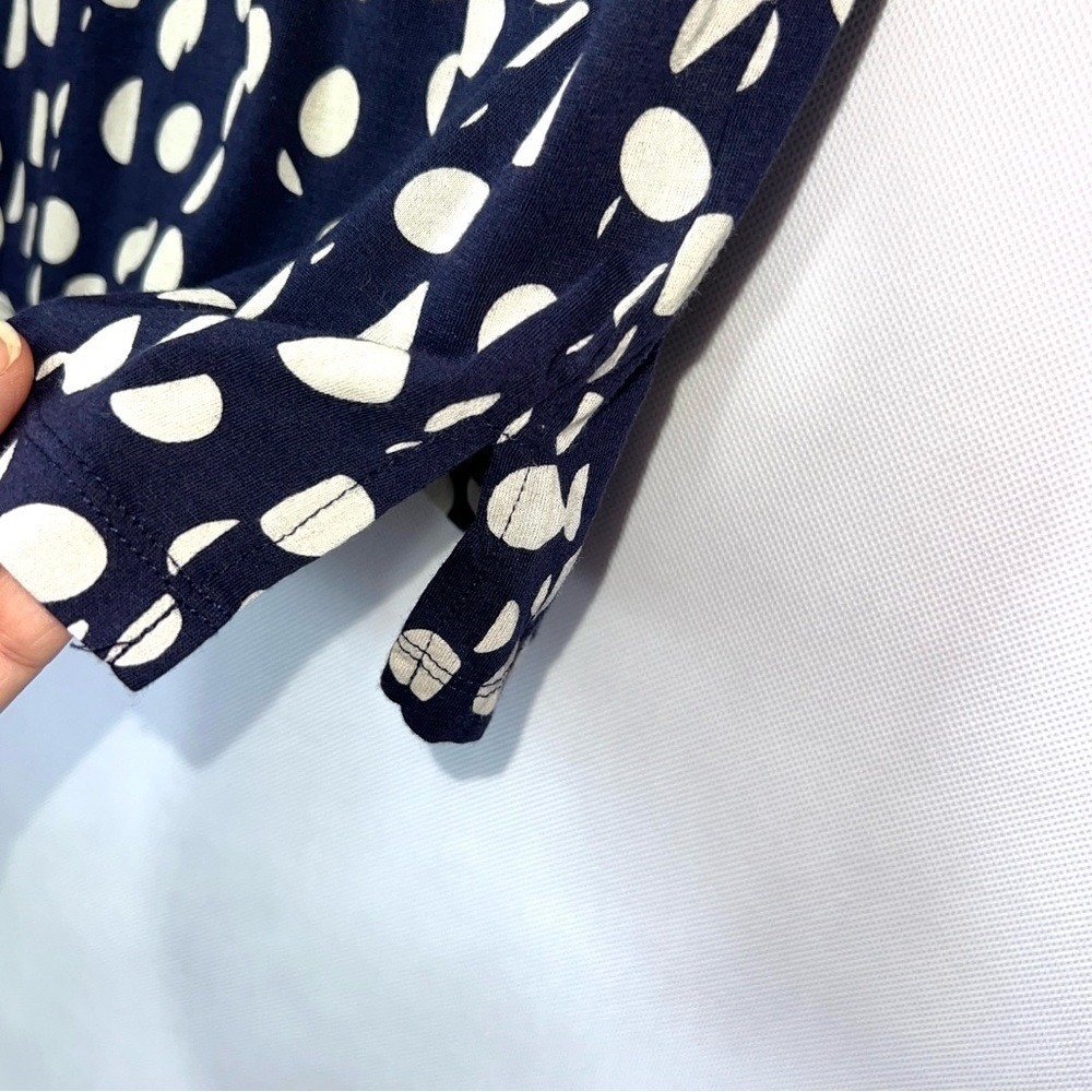 Anthropologie Maeve Navy Blue & White Polka Dot Cotton Modal Short Sleeve Top XS - Picture 5 of 11